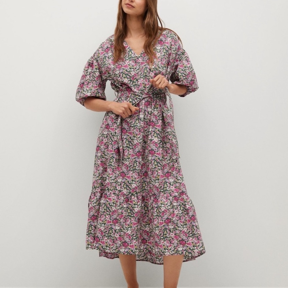 NWT MIDI Mango Floral Poplin Dress (Linda) Size 6 (M)